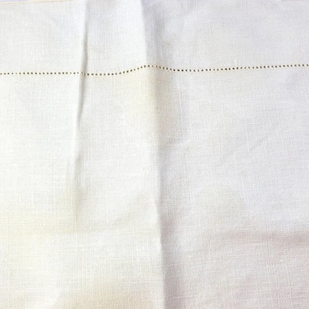 4 Vintage Ivory Cutwork Linen Napkins Placemat Gold Embroidered Border 16.5